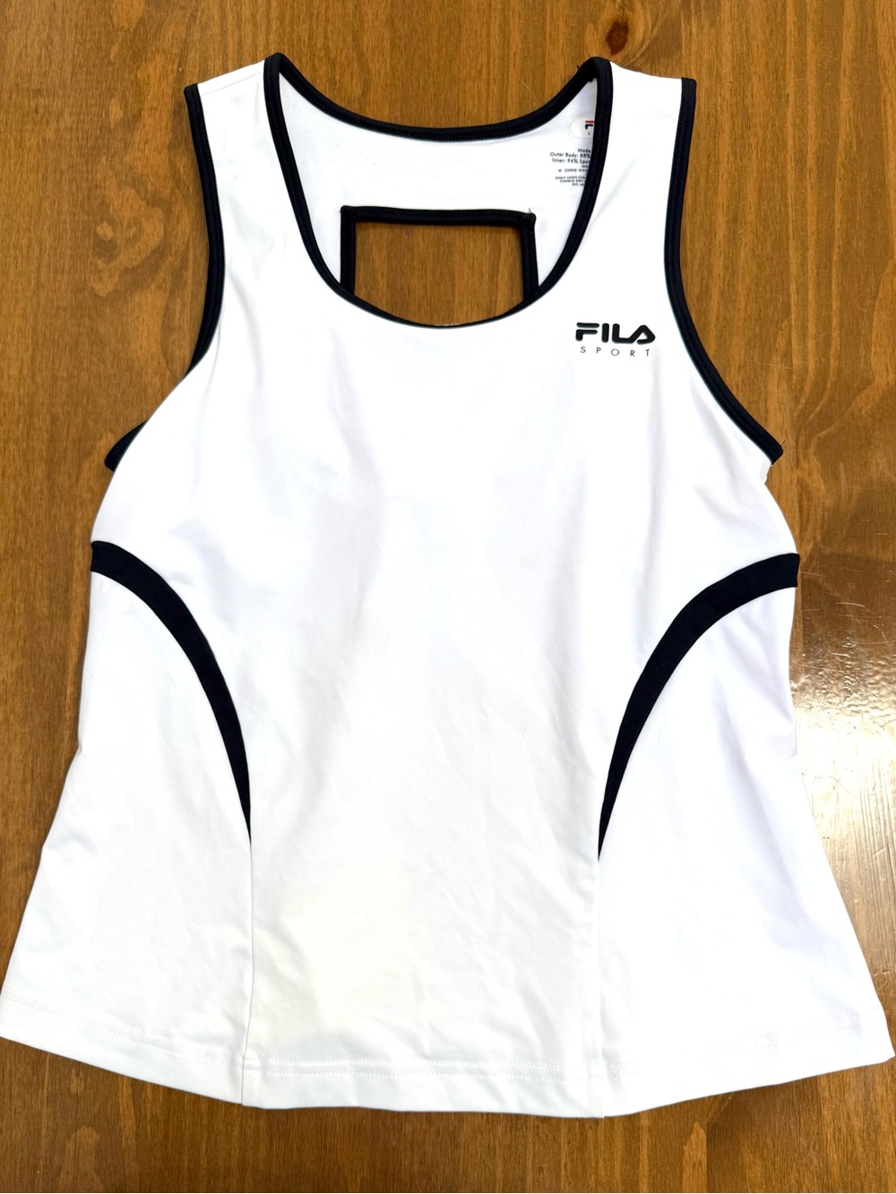 FILA Sport Women’s White Tank Top with Black Trim Size Medium